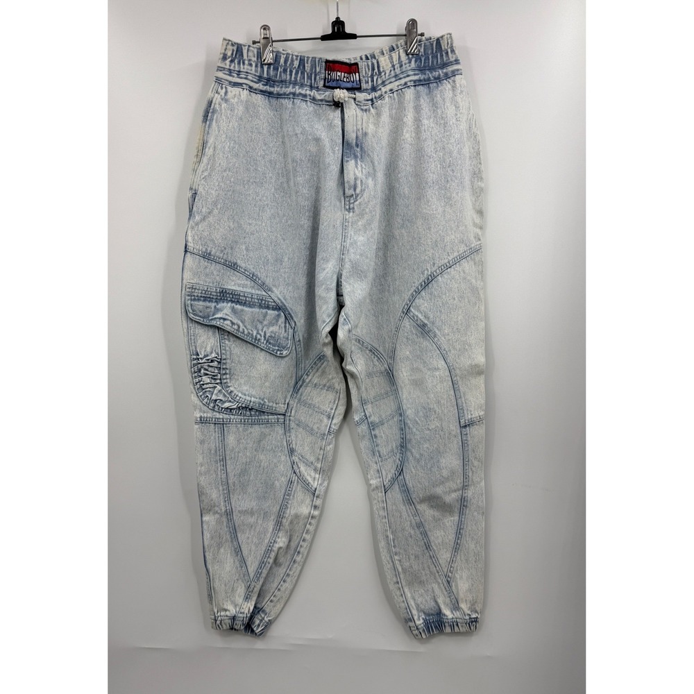 Vintage Bugle Boy Non Toxic Y2K Acid Wash Skater Cargo Blue Jeans Size 30‎